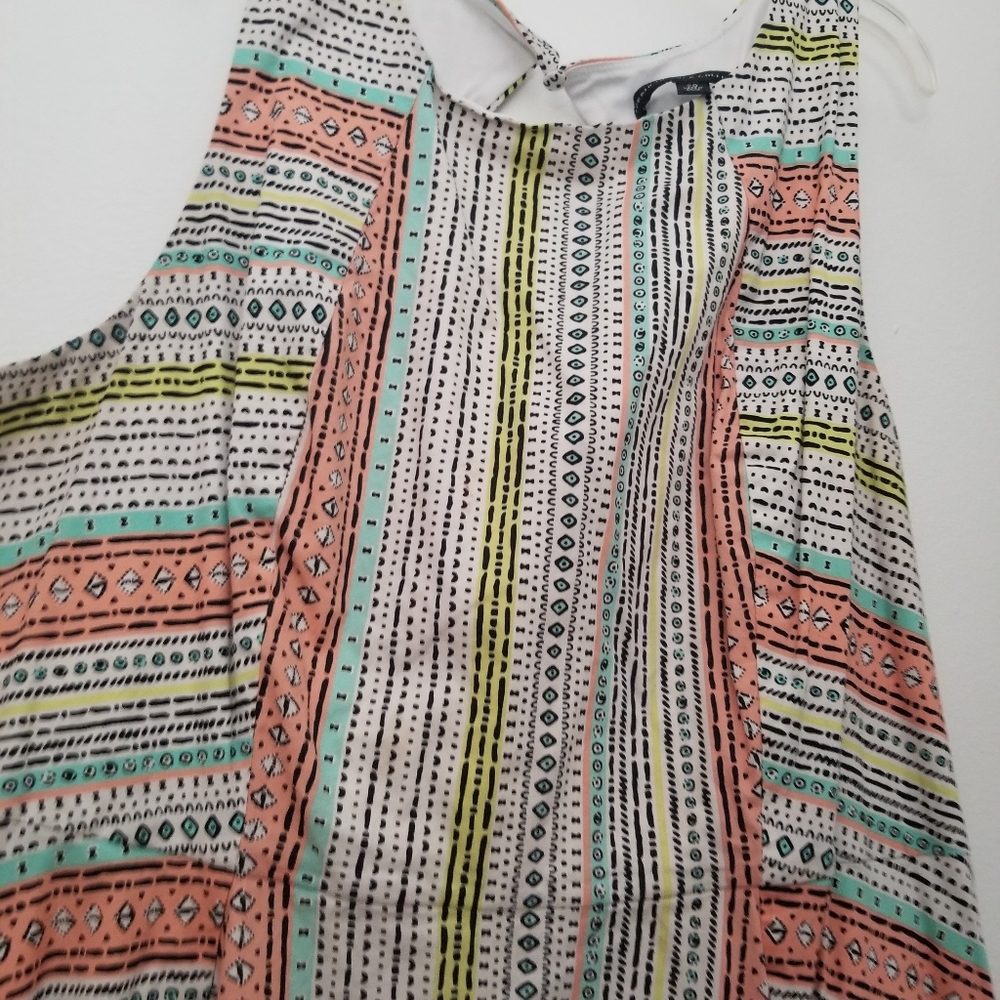 Sleeveless Striped Swing Dress in Coral and White - Picture 3 of 5